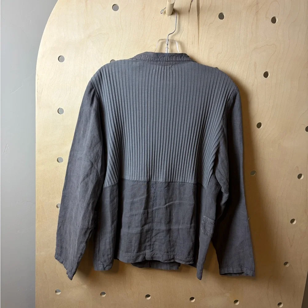 Fenini Gray Linen Button-Front Jacket / Blazer – Made in USA in Charcoal Size L - Picture 8 of 8